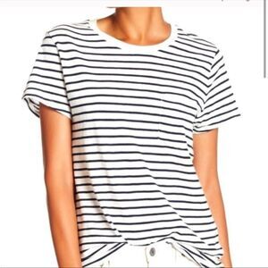 MADEWELL | Navy Blue & White Stripe Short Sleeve Pocket Tee Women’s Size Small